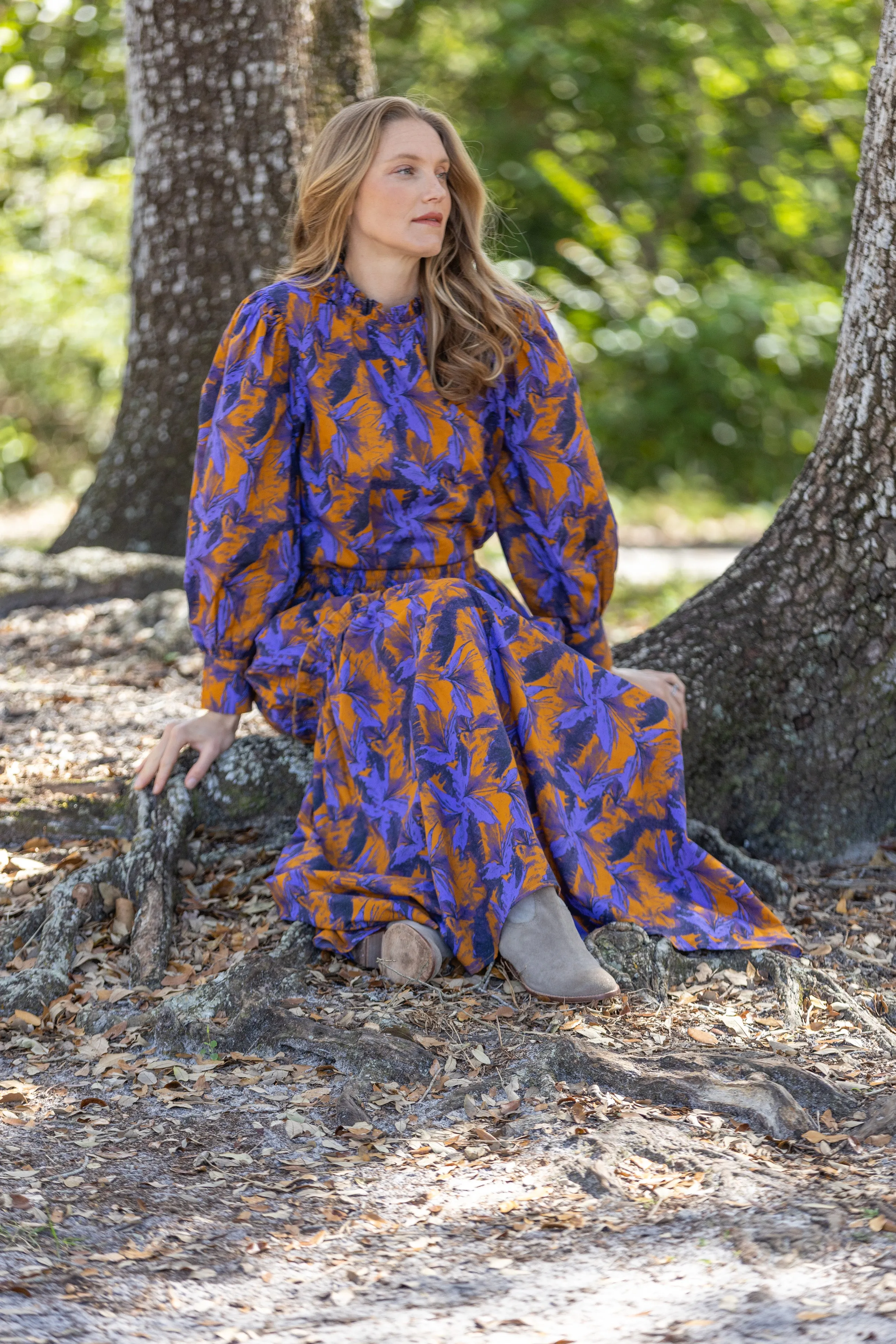Tina Skirt. Burnt Orange/Blue