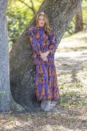 Tina Skirt. Burnt Orange/Blue