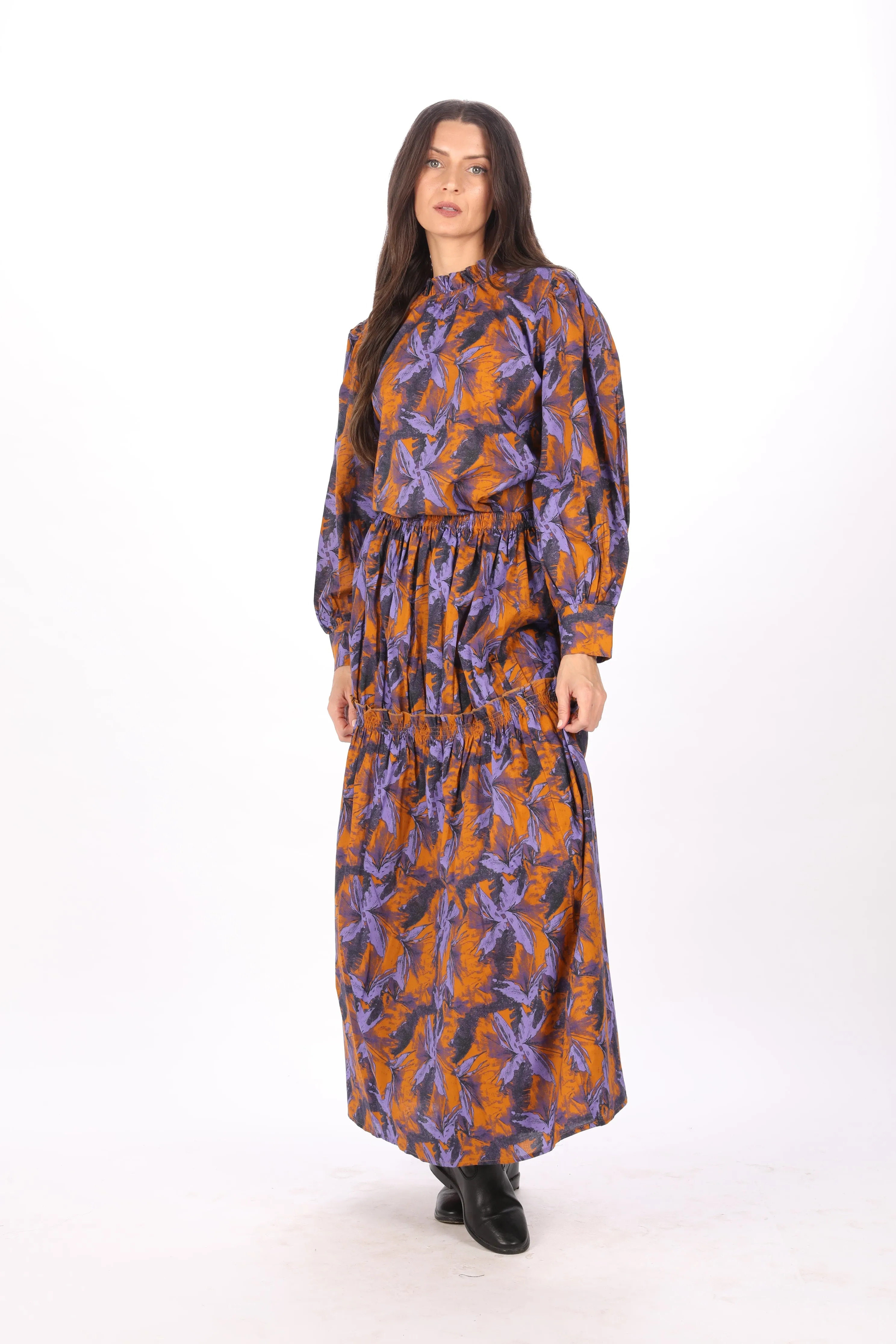 Tina Skirt. Burnt Orange/Blue