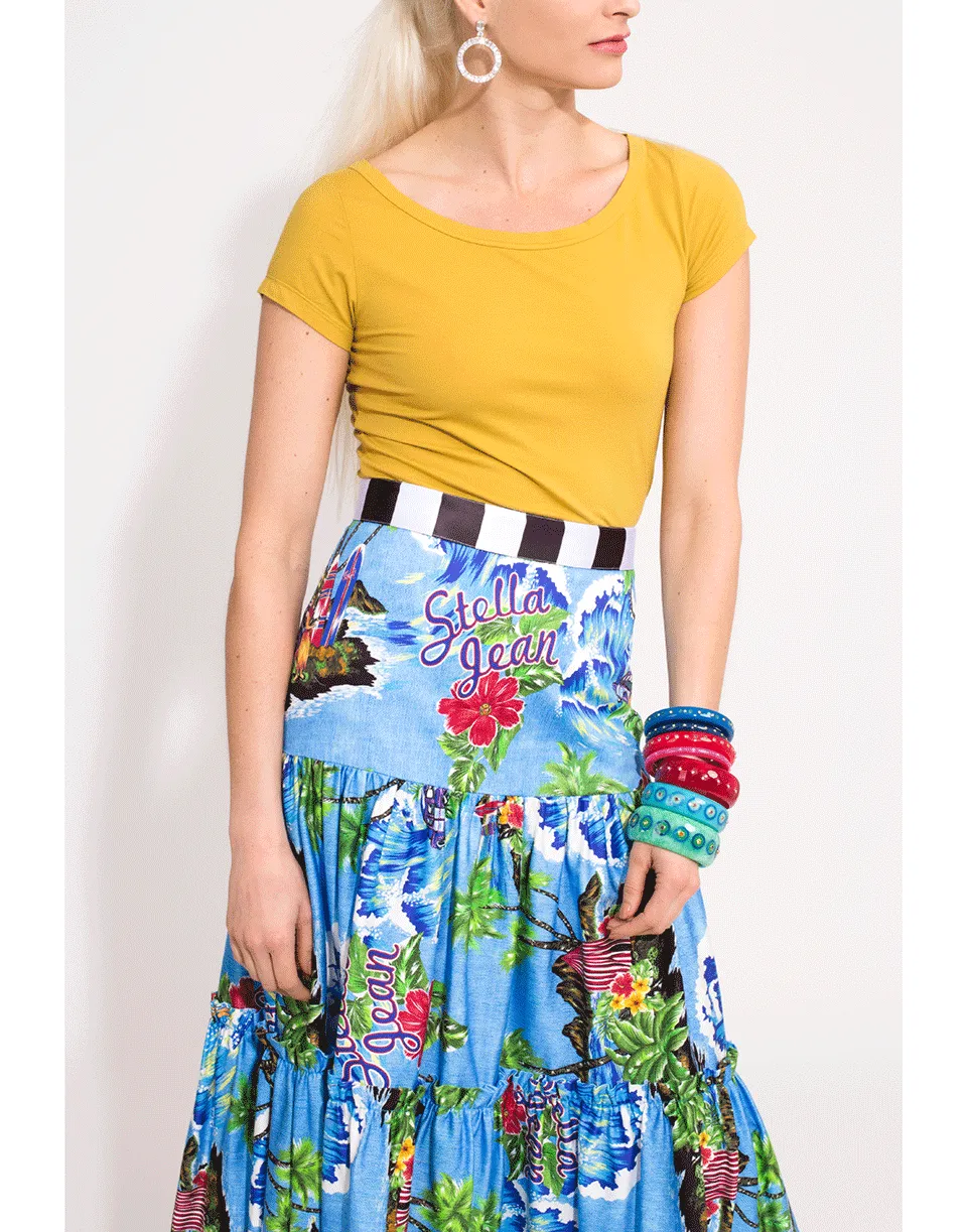 Tropical Print Drop Waist Skirt
