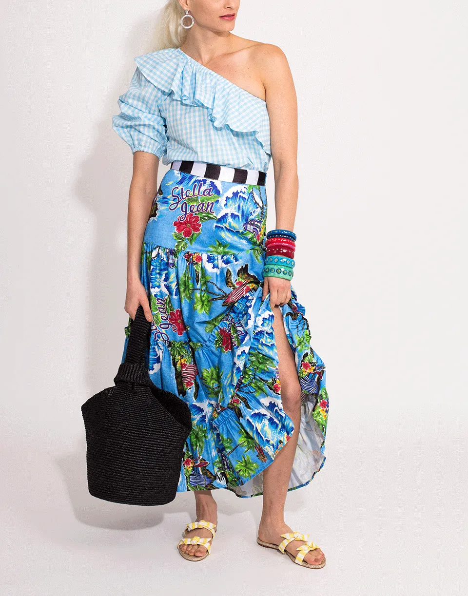 Tropical Print Drop Waist Skirt