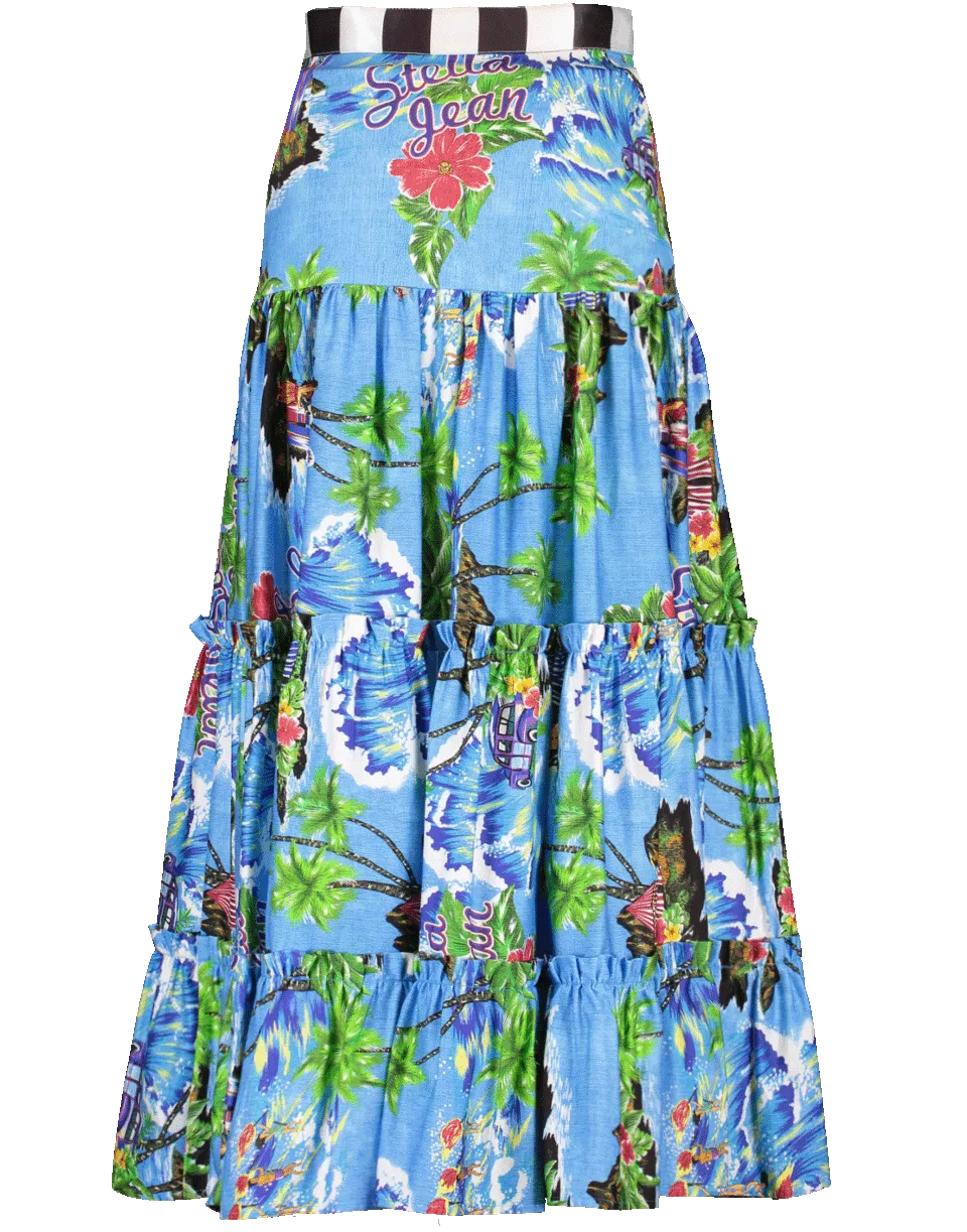 Tropical Print Drop Waist Skirt