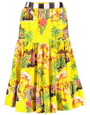Tropical Print Tiered Skirt