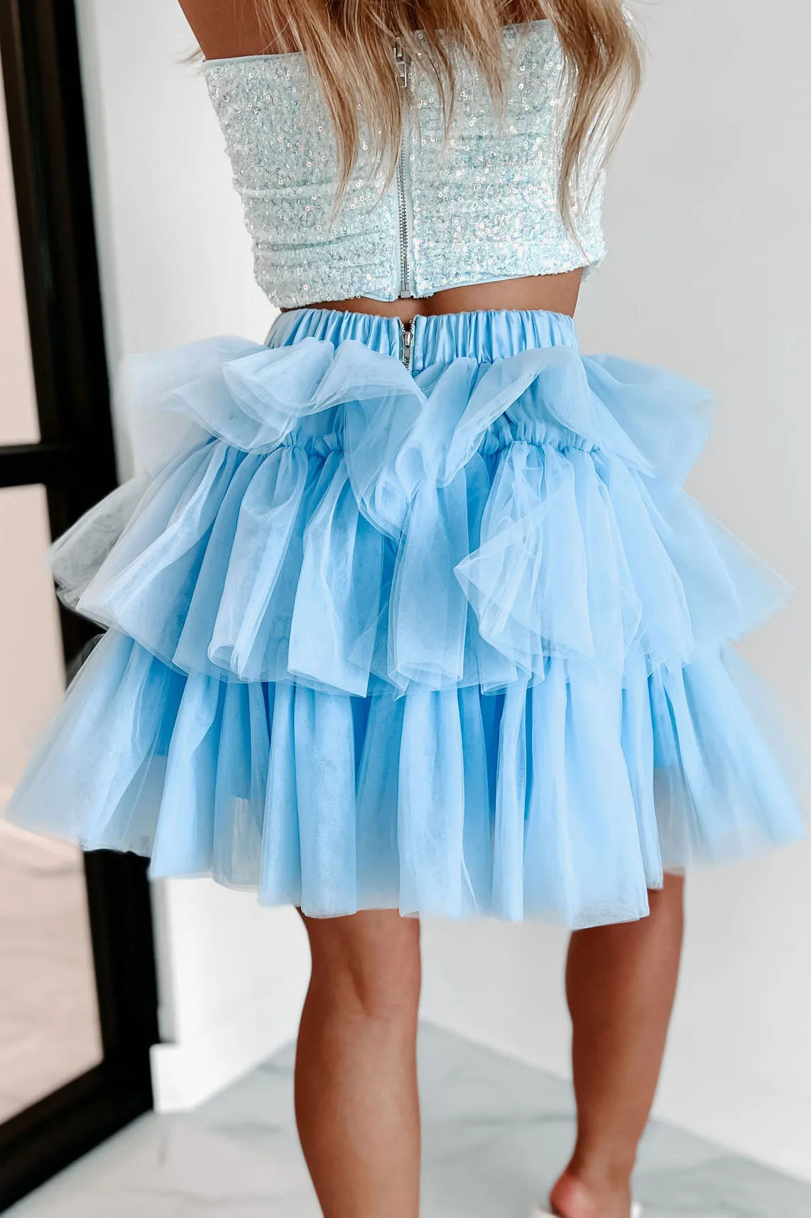Twirl Your World Layered Tulle Mini Skirt (Blue)