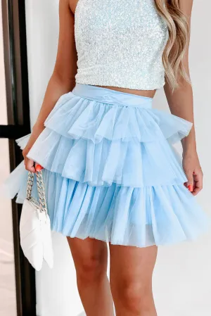Twirl Your World Layered Tulle Mini Skirt (Blue)