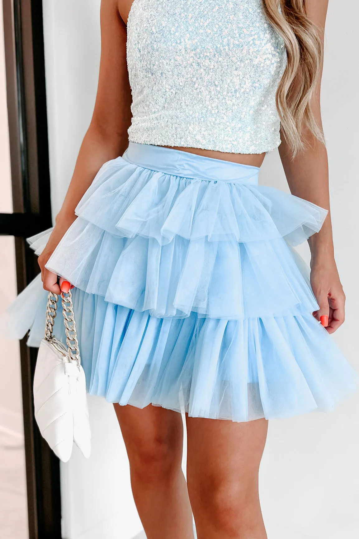 Twirl Your World Layered Tulle Mini Skirt (Blue)