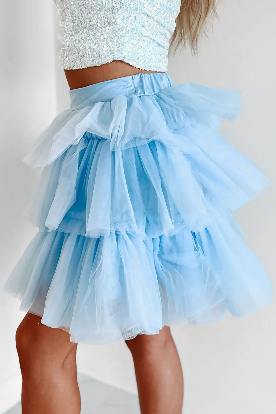 Twirl Your World Layered Tulle Mini Skirt (Blue)