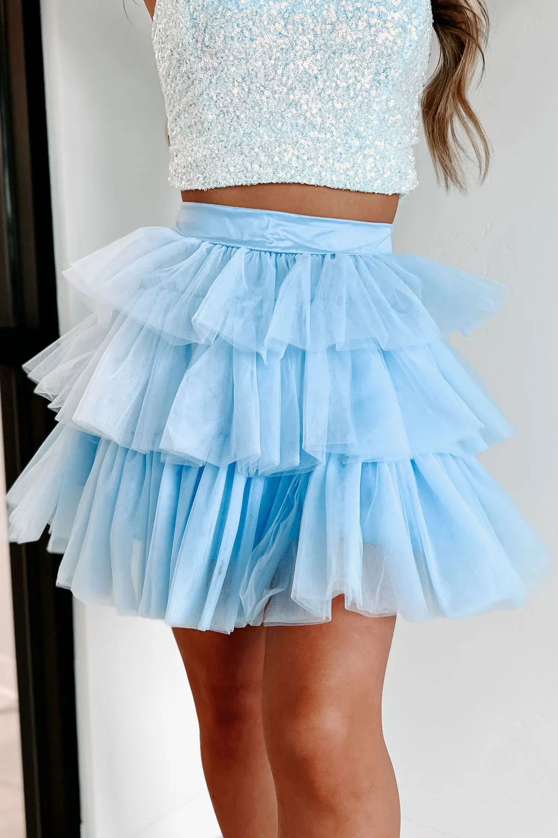 Twirl Your World Layered Tulle Mini Skirt (Blue)