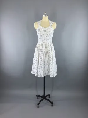 Vintage 1940s Dress / Polka Dot Halter Sundress