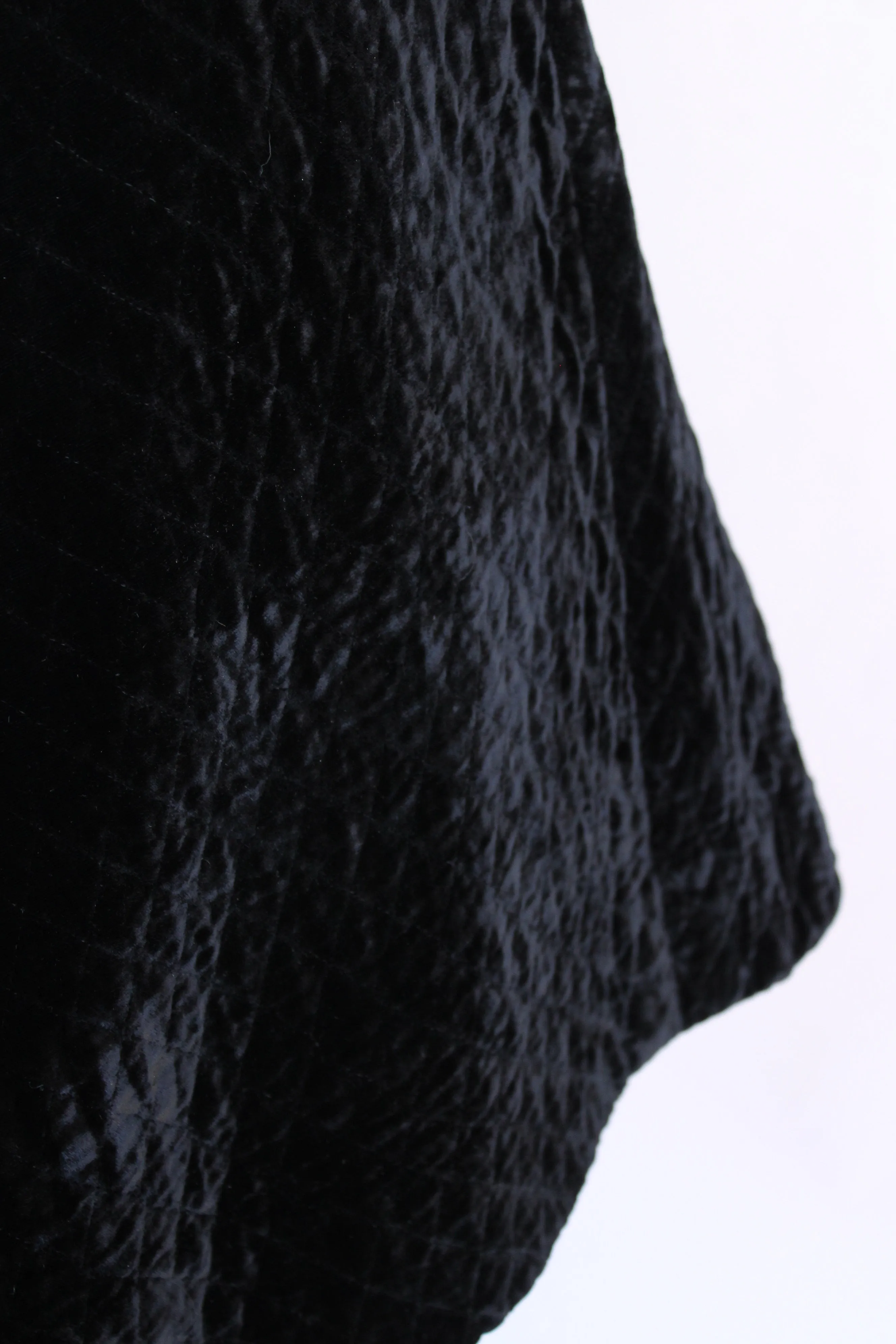 Vintage 1950s 1960s Black Velvet Quilted Skirt