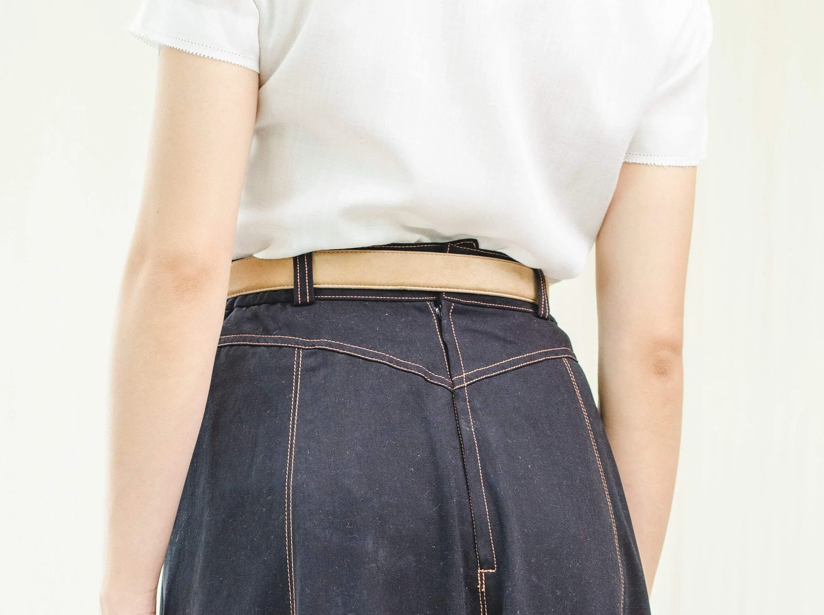 Vintage Denim Washed Black Full Maxi Skirt