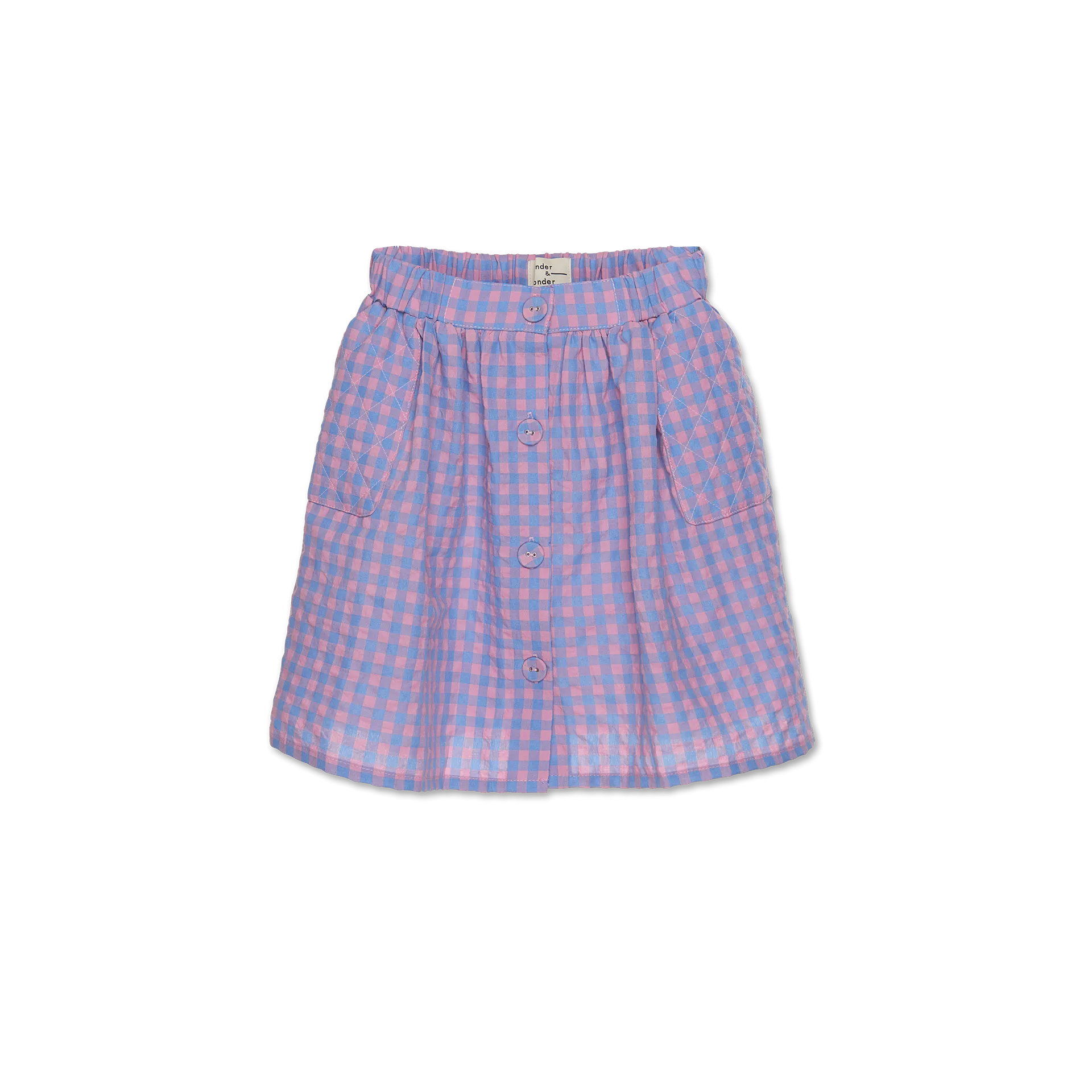 Wander   Wonder Blue/Pink Check Quilted Skirt