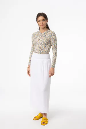 White Gauze Smocked Skirt