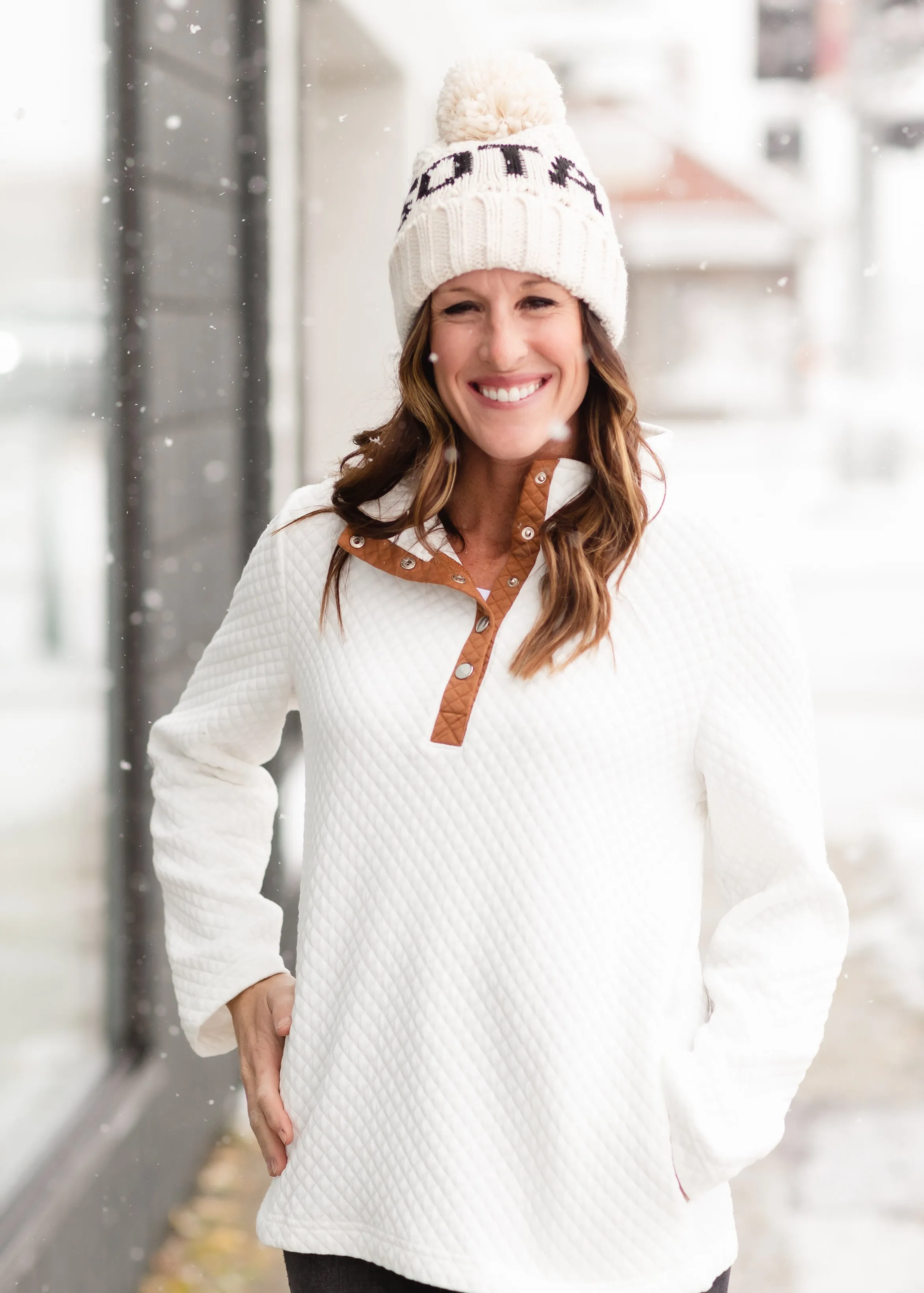 White Quilted Button Up Sweater - FINAL SALE