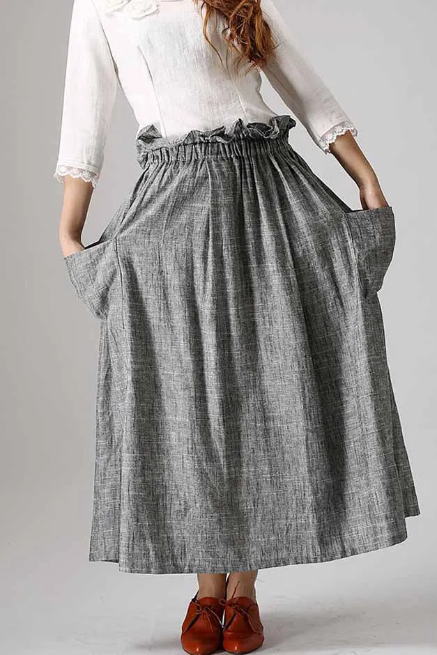 women's casual swing skirt, grey maxi skirt 0867#
