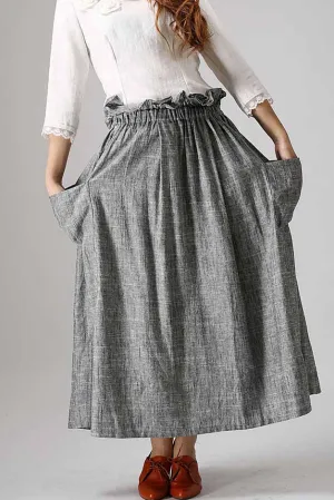 women's casual swing skirt, grey maxi skirt 0867#