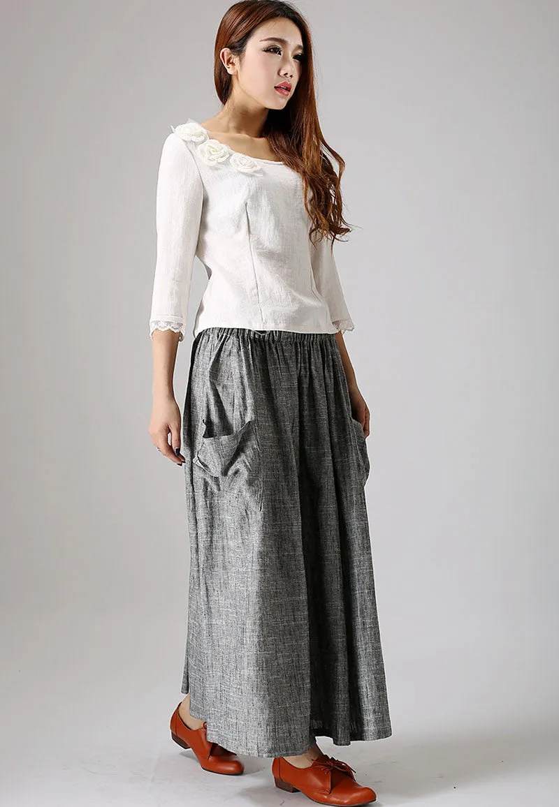 women's casual swing skirt, grey maxi skirt 0867#