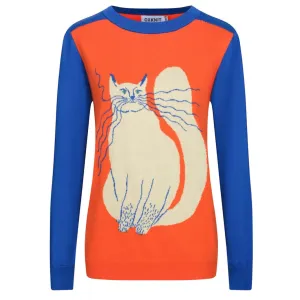 Women's orange vintage cat knitwear