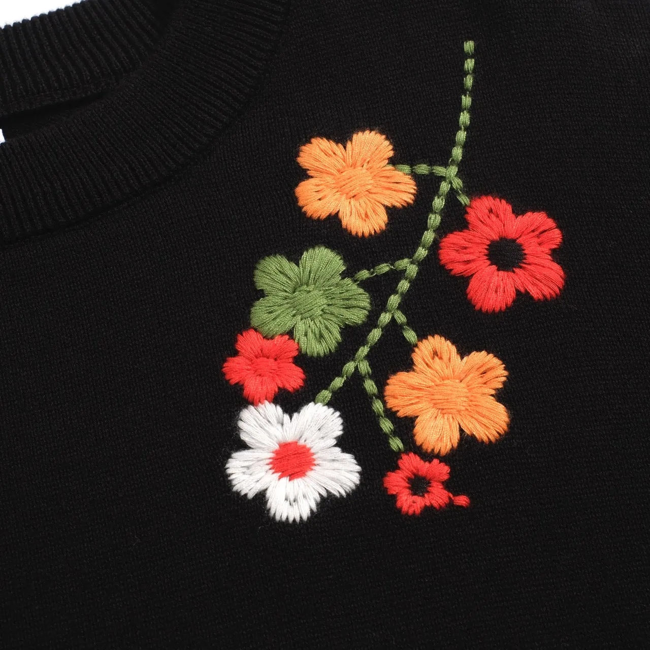 Women's vintage embroidered floral sweater