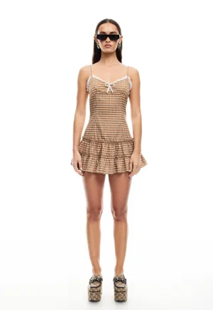 YVES MINI DRESS - CHOCOLATE CHECK